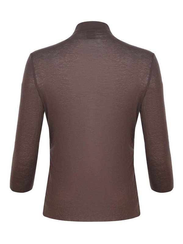 The Best Shops ALYSI: Strickpullover mit Rundhalsausschnitt - Rundhalspullover - Dunkelbraun