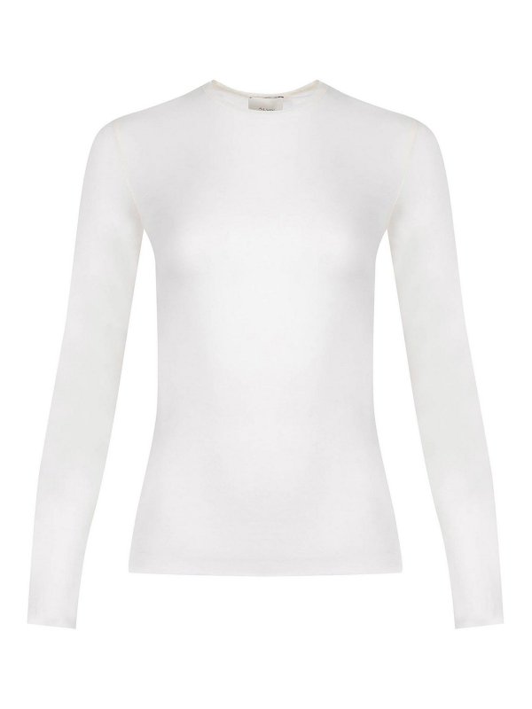 ALYSI: Suéteres con cuello pico - Suéter Cuello Redondo - Crema