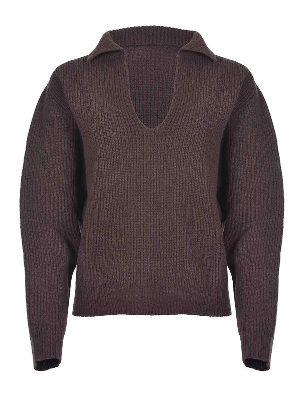 ALYSI: Pull col rond - Pull Col Rond - Marron Foncé