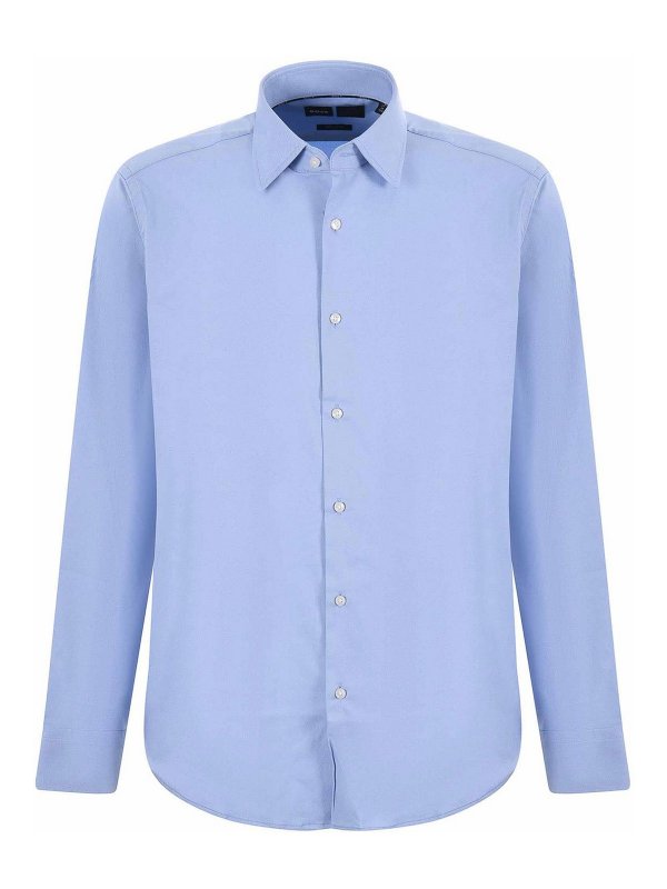 Hugo Boss: shirts - Light Blue Twill Shirt