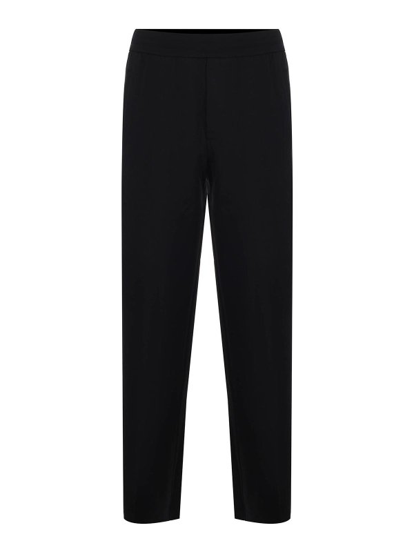 EMPORIO ARMANI: casual trousers - Diagonal-Weave Cotton Blend Trousers