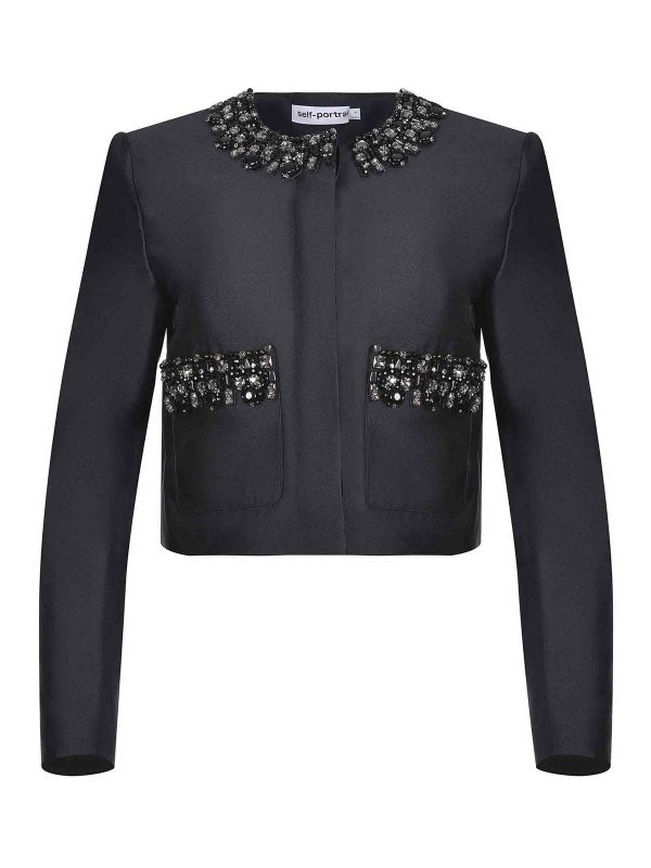 Self Portrait: casual jackets - Jacket Made Of  Satin