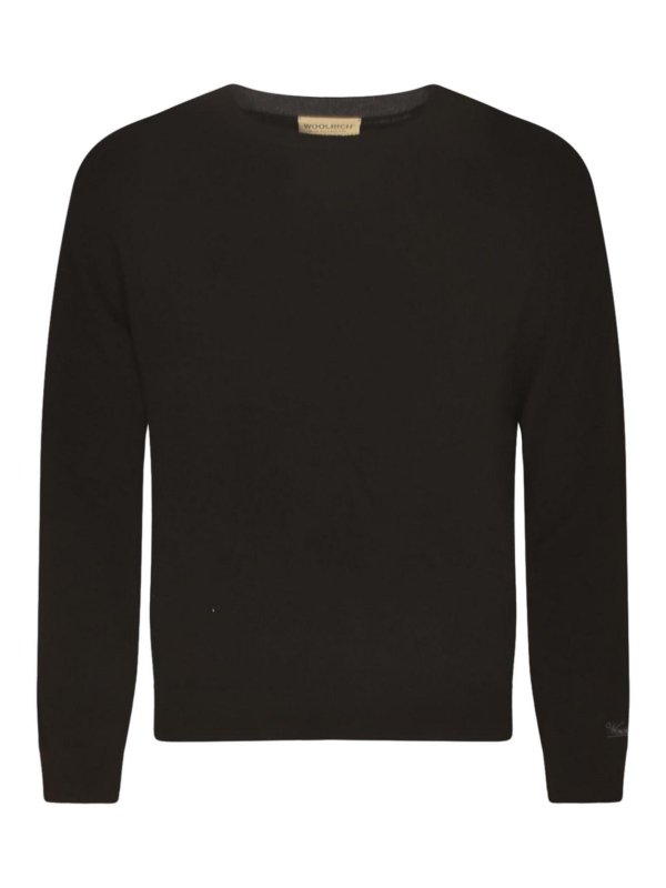 WOOLRICH: Suéteres con cuello pico - Suéter Cuello Redondo - Negro