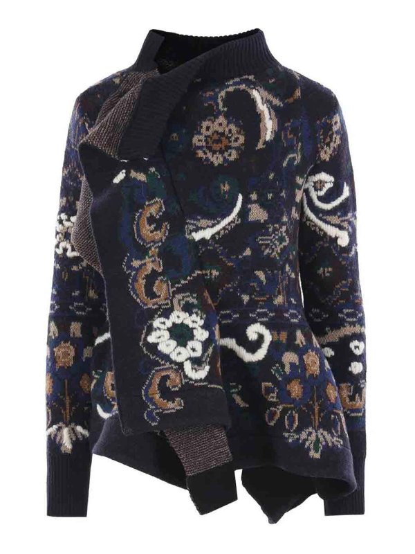 Sacai: blazers - Floral Jacquard Knit Blouson