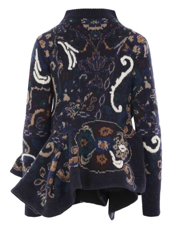 Sacai: blazers online - Floral Jacquard Knit Blouson