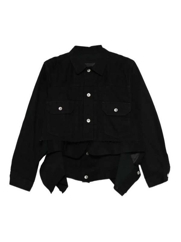 Sacai: denim jacket - Denim X Wool Melton Jacket