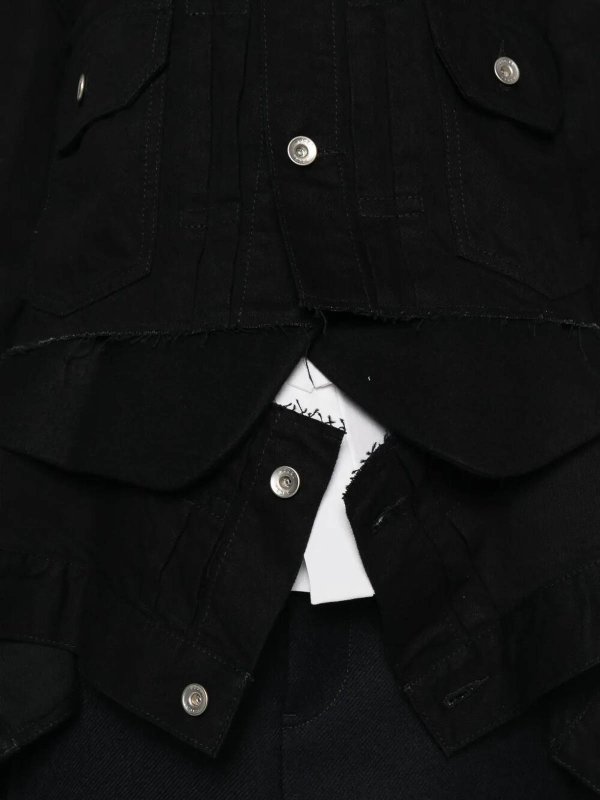 Sacai: denim jacket online - Denim X Wool Melton Jacket