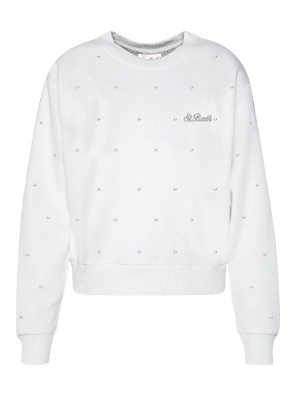 MC2 SAINT BARTH: Sweatshirts & Sweaters - Crop crewnecksb 01n all over strass emb