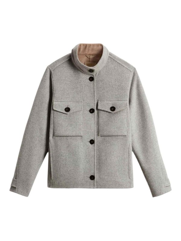 WOOLRICH: giacche casual - Giacca in lana double grigio chiaro melange