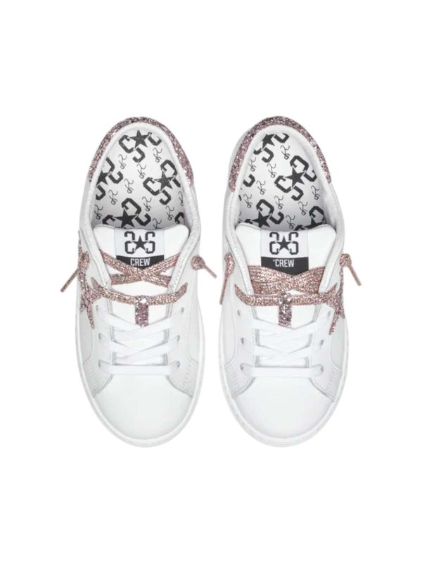 The Best Shops 2 STAR KIDS: trainers - Pink glitter white leather sneakers
