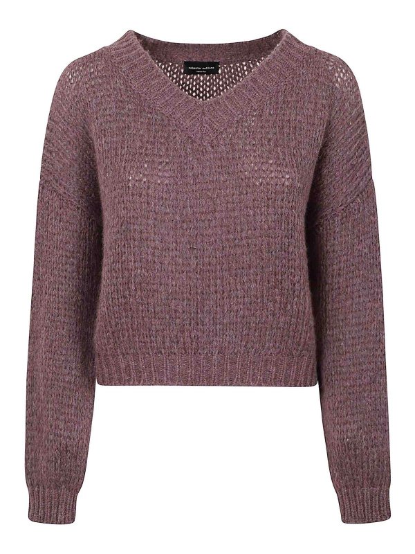 ROBERTO COLLINA: Vネック - Vネック - 赤