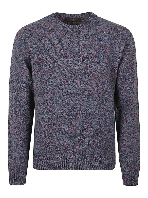 ZANONE: Strickpullover mit Rundhalsausschnitt - Rundhalspullover - Blau