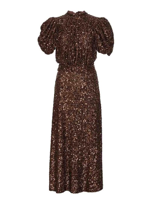 ROTATE Birger Christensen: Knielange Kleider - Knielanges Kleid - Camel