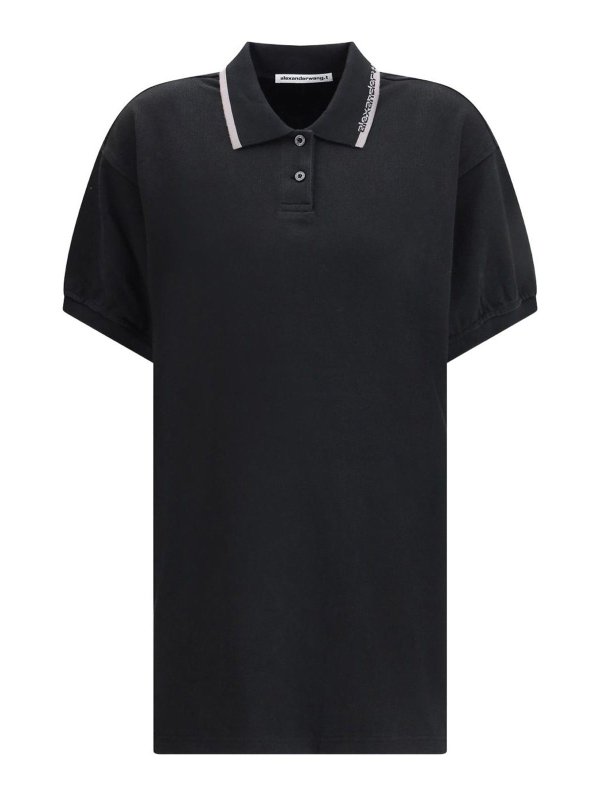 ALEXANDER WANG: knee length dresses - Black Dress With Polo