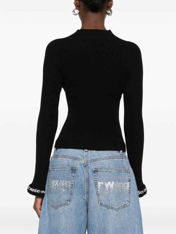 The Best Shops ALEXANDER WANG: crew necks - Black Knitted Sweater With Logo Detail