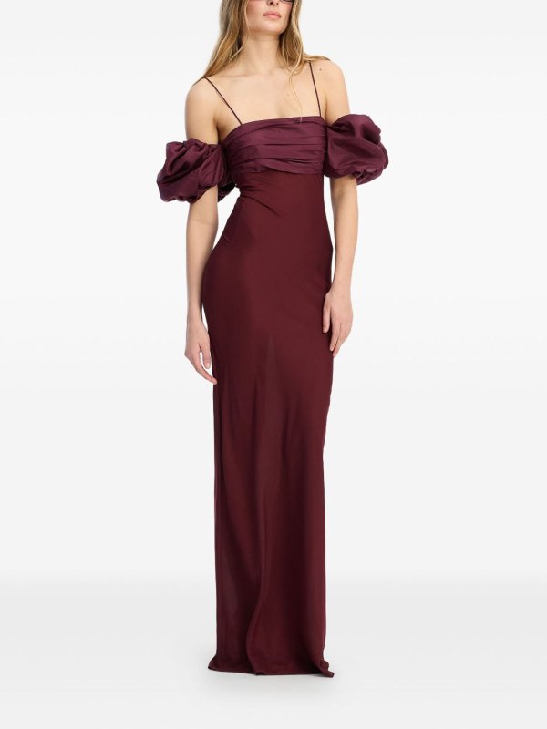 ROTATE Birger Christensen: evening dresses online - Burgundy Long Dress In Chiffon Fabric