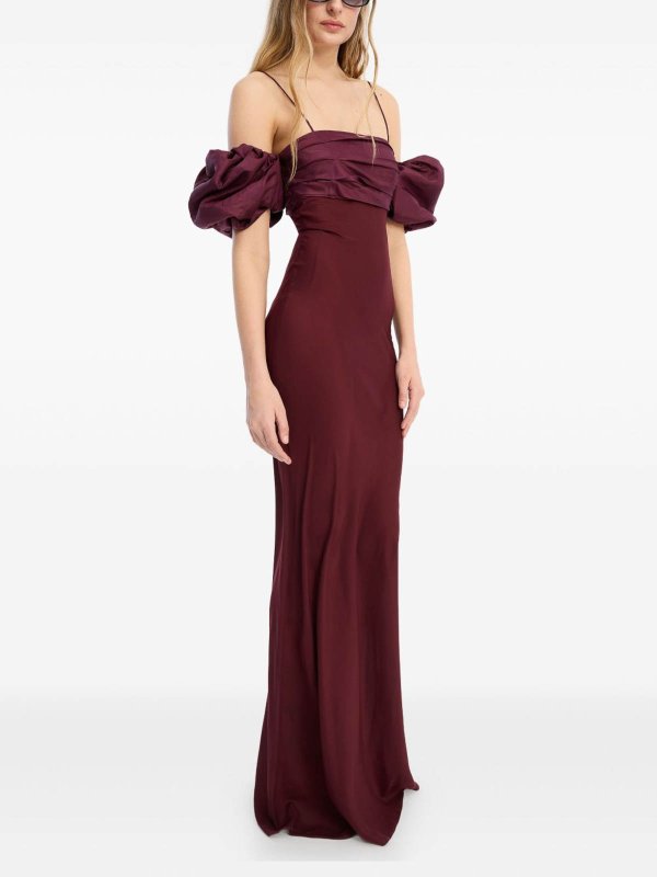 The Best Shops ROTATE Birger Christensen: evening dresses - Burgundy Long Dress In Chiffon Fabric