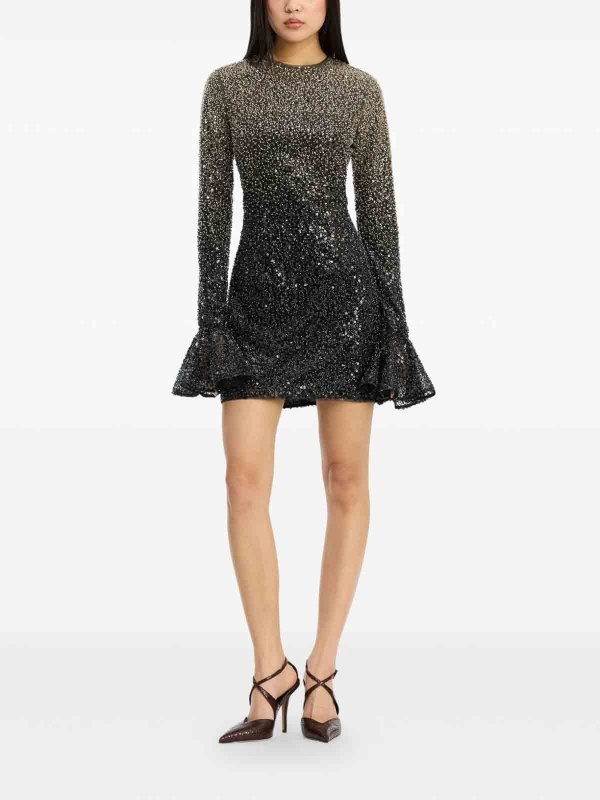 ROTATE Birger Christensen: knee length dresses online - Degrad Sequin Dress With Flared Skirt