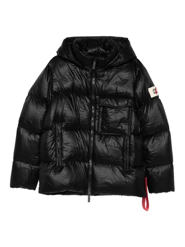 AFTER LABEL: padded jackets - Black Short Down Jacket With Label