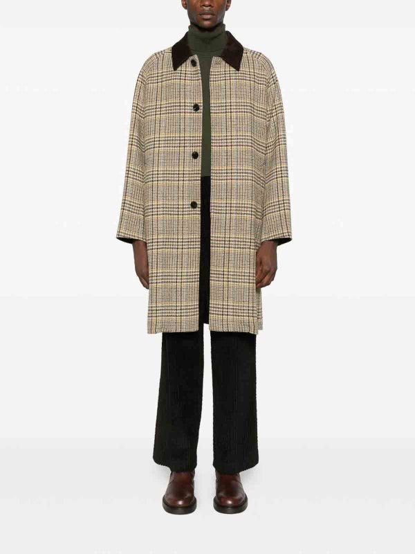 AMARANTO: long coats online - Long Wool Coat With Check Pattern