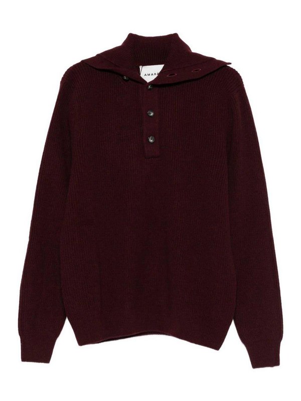 AMARANTO: crew necks - Burgundy Sweater With Collar