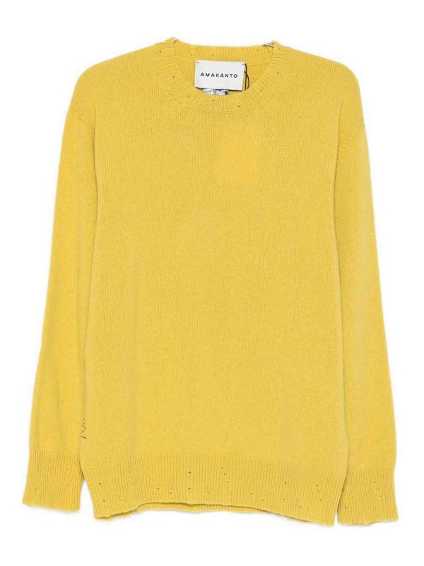 AMARANTO: crew necks - Yellow Crew Neck Sweater