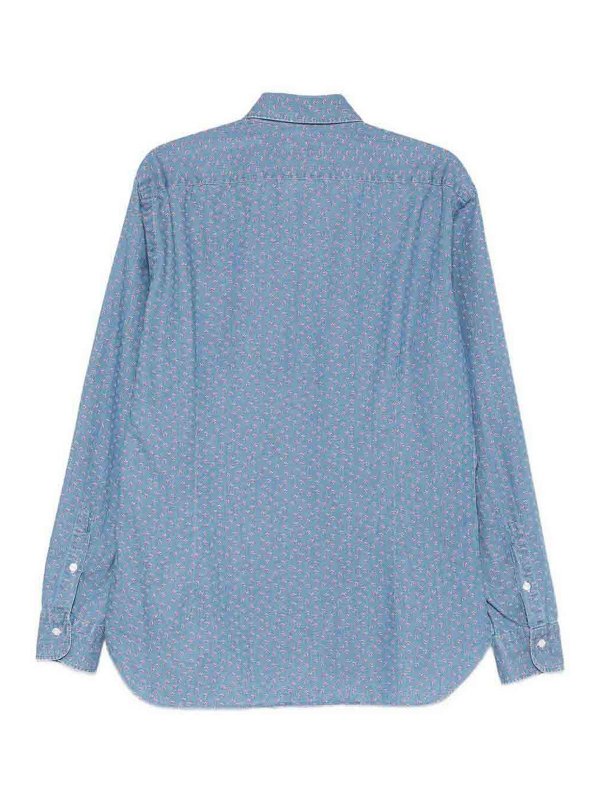 BARBA: shirts online - Blue Micro-Pattern Shirt