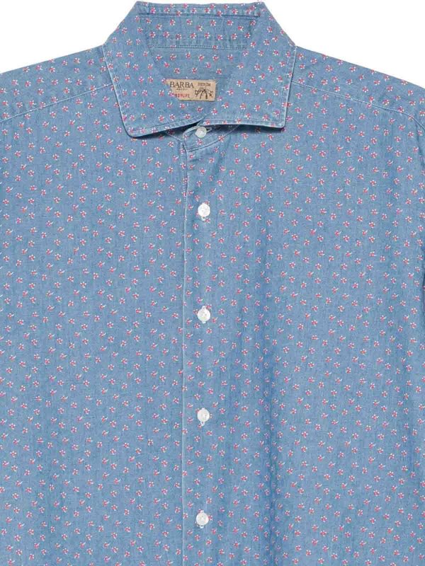 The Best Shops BARBA: shirts - Blue Micro-Pattern Shirt