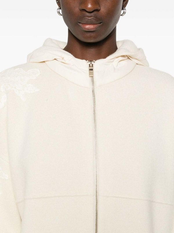 BLUGIRL: knee length coats online - White Coat  Featuring Delicate Lace Details