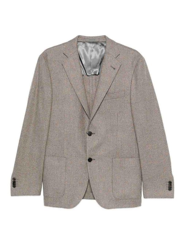 CORNELIANI: blazers - Light Brown Blazer With Pockets