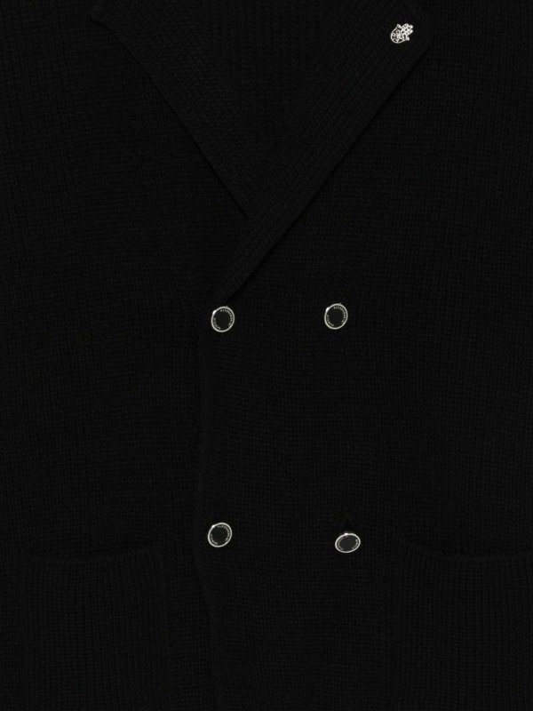 DANIELE ALESSANDRINI: casual jackets online - Black Double-Breasted Wool Jacket