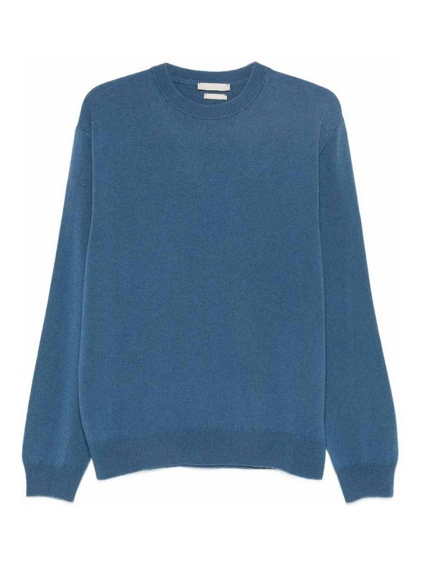 DANIELE FIESOLI: crew necks - Blue Cashmere Crew Neck Sweater