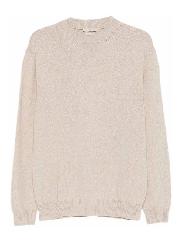 DANIELE FIESOLI: crew necks - Beige Cashmere Crew Neck Sweater
