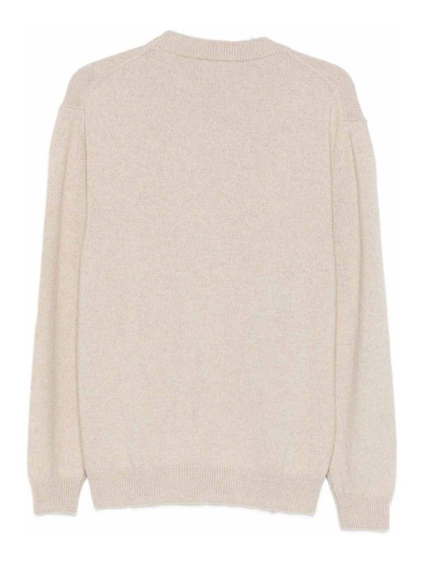 DANIELE FIESOLI: crew necks online - Beige Cashmere Crew Neck Sweater