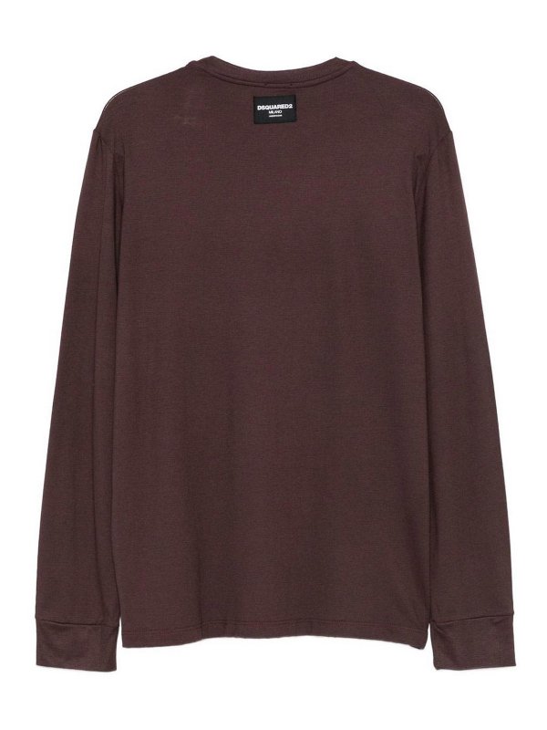 The Best Shops DSQUARED2: t-shirts - Brown Crewneck T-Shirt In Modal