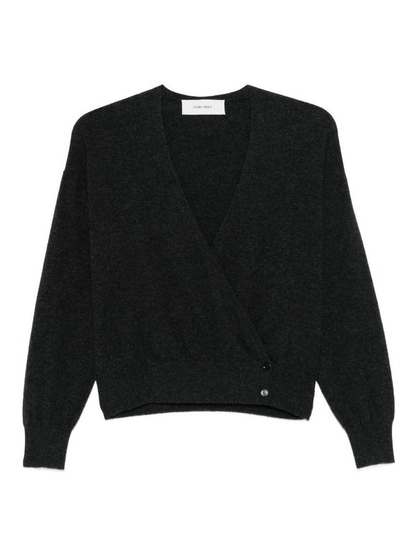 IVORY PARIS: v necks - Dark Grey V-Neck Sweater