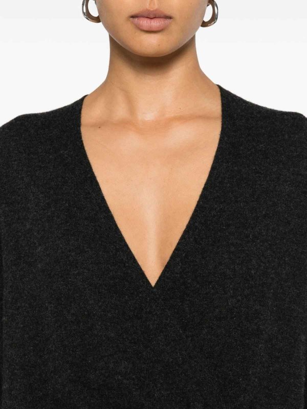 IVORY PARIS: v necks online - Dark Grey V-Neck Sweater
