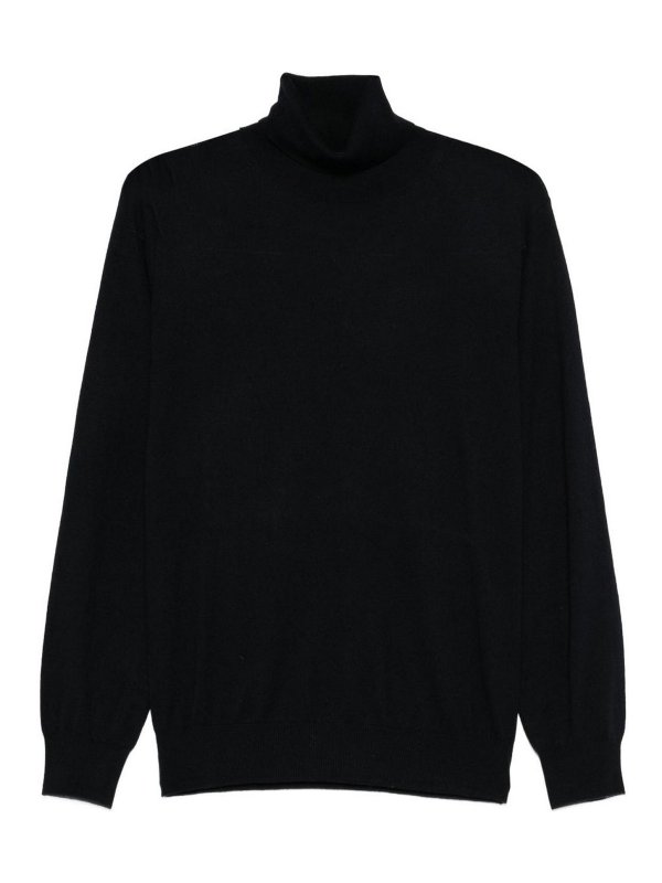 Kangra Cashmere: Turtlenecks & Polo necks - Blue High Neck Knitwear