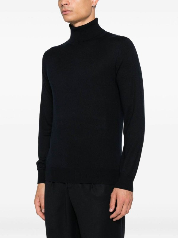 Kangra Cashmere: Turtlenecks & Polo necks online - Blue High Neck Knitwear