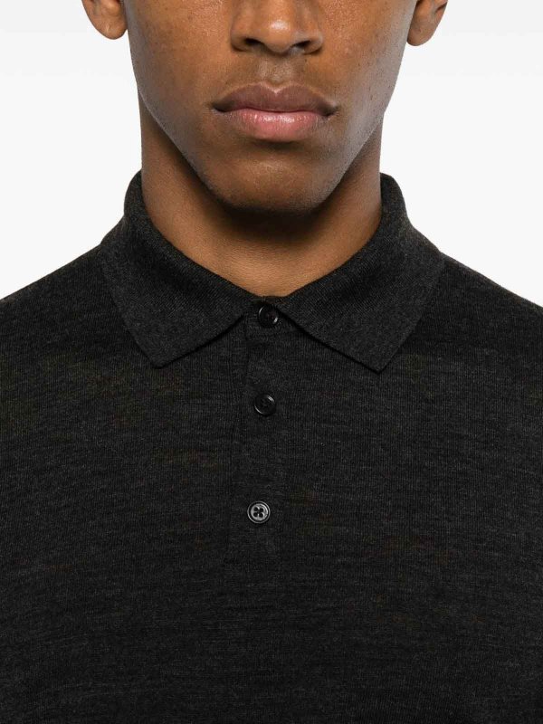 Long Sleeve Wool Polo Shirt shop online: Kangra Cashmere