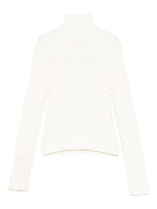 The Best Shops Liu Jo: Strickpullover mit Rundhalsausschnitt - Rundhalspullover - Creme