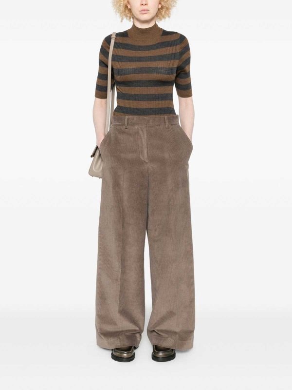 The Best Shops Majestic Filatures: Top e canotte - Top in maglia a coste a righe marroni