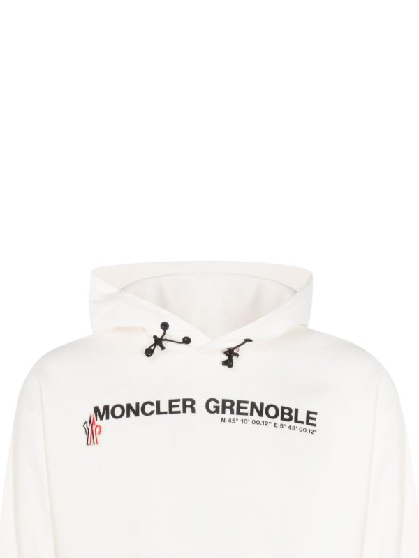 The Best Shops MONCLER: Sweatshirts & Sweaters - Hoodie With Logo Detail In White Cotton