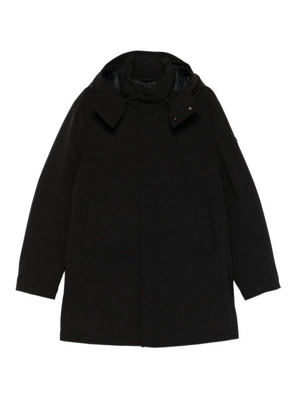 PEUTEREY: padded coats - Black Padded Parka With Hood