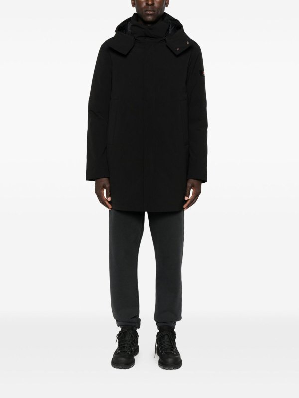 PEUTEREY: padded coats online - Black Padded Parka With Hood