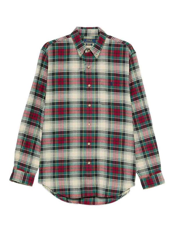 POLO RALPH LAUREN: shirts - Plaid Cotton Shirt In Red Green And Beige