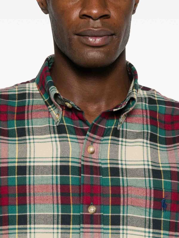 POLO RALPH LAUREN: shirts online - Plaid Cotton Shirt In Red Green And Beige