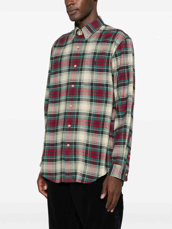 The Best Shops POLO RALPH LAUREN: shirts - Plaid Cotton Shirt In Red Green And Beige