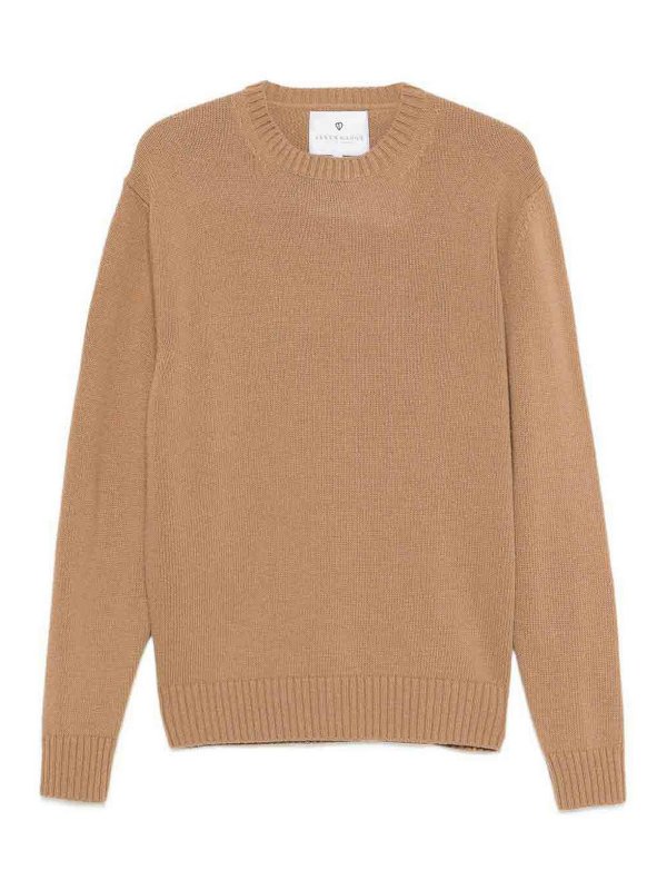 SEVEN GAUGE: crew necks - Camel Crewneck Sweater