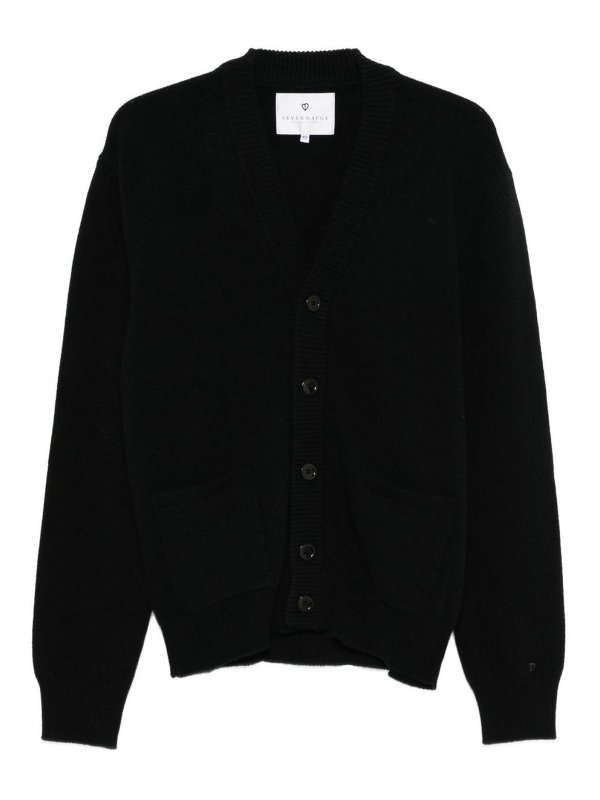SEVEN GAUGE: cardigans - Black Cardigan In Pure Wool
